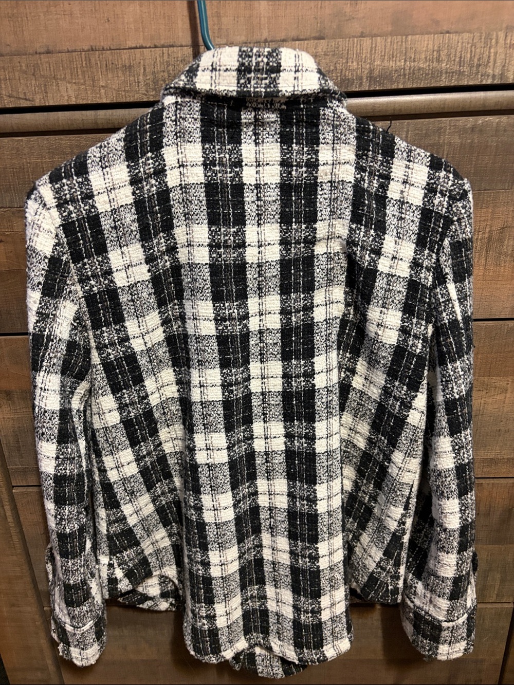 BB Dakota Black and White Plaid Tweed Shacket - Picture 3 of 8